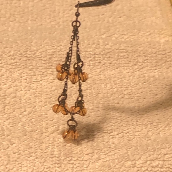 Antique Look Dangling Beaded Chain Hook Earrings - Picture 3 of 6